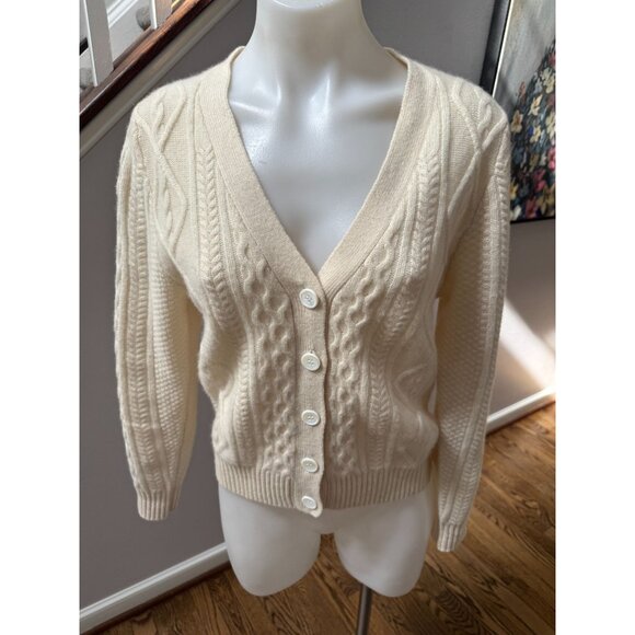 JUMPER1234 Jumper 1234 100% Cashmere Cable Knit Cardigan Ecru Size 1 XS - Picture 1 of 5